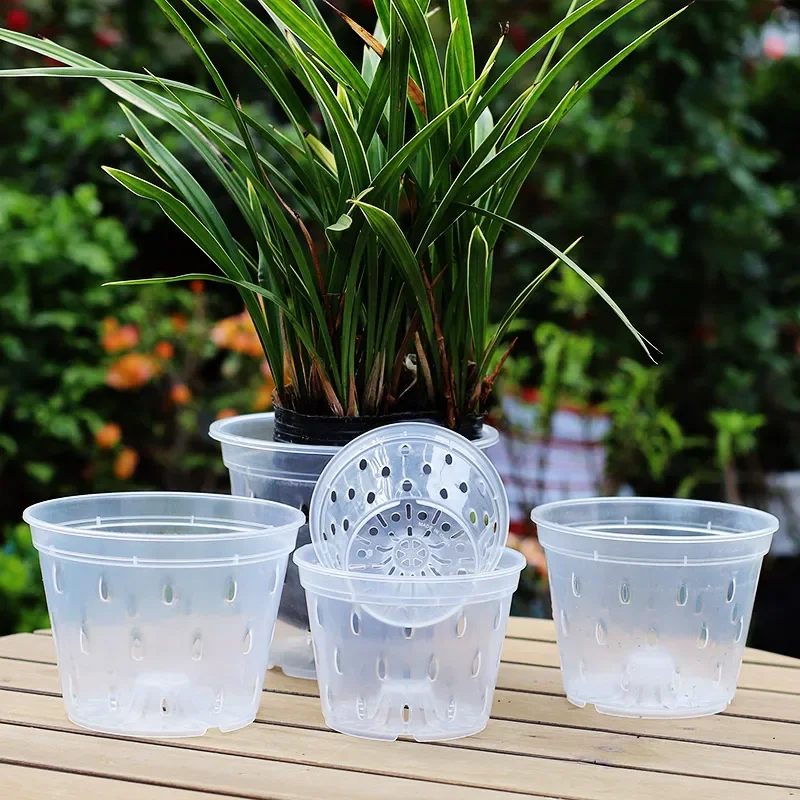 5 Pcs Transparent Orchid Pot Root Control Plastic Orchid Pots With Holes Breathable Plant Growth Container Garden Supplies