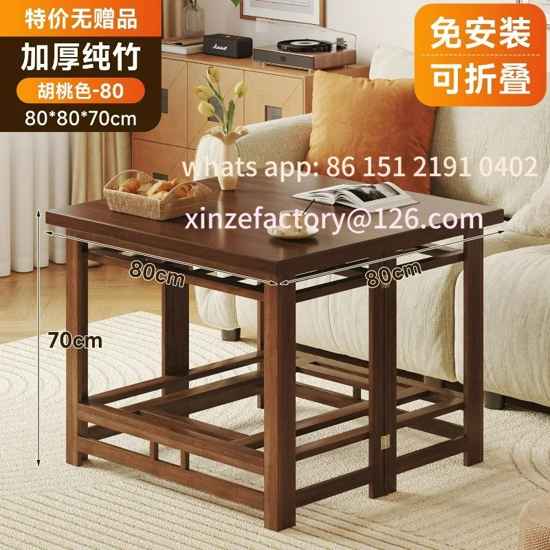

Customizable fire table household living room coffee table kang table rectangular folding multi-purpose bamboo