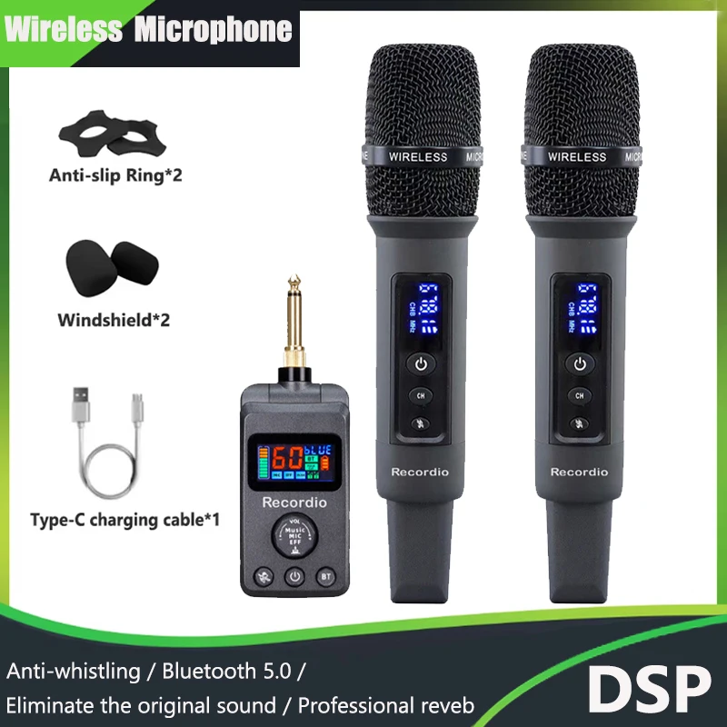 Wireless Bluetooth Microphone Handheld Karaoke Mic DSP Anti-whistling Reverb Micphone For Stage Home Entertainment ktv Meeting