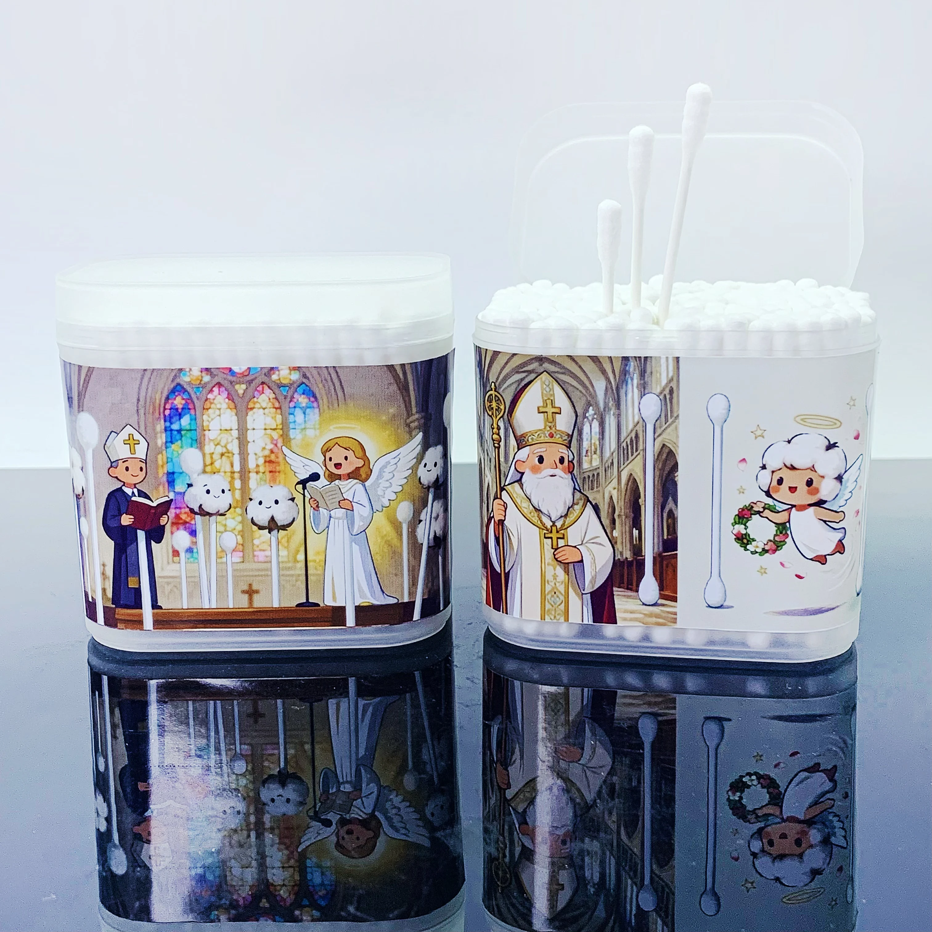 สำลีก้านแบบสองหัวลายพระเยซู 400 ชิ้น สำลีก้านแบบสกรูสำหรับผู้ใหญ่