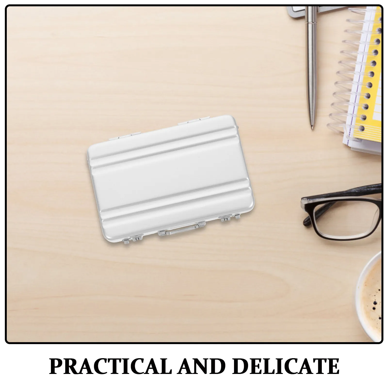 2Pcs Mini Briefcase Aluminum Alloy Business Card Holder Portable Metal Card Case for Business Meetings Travel Password Holder