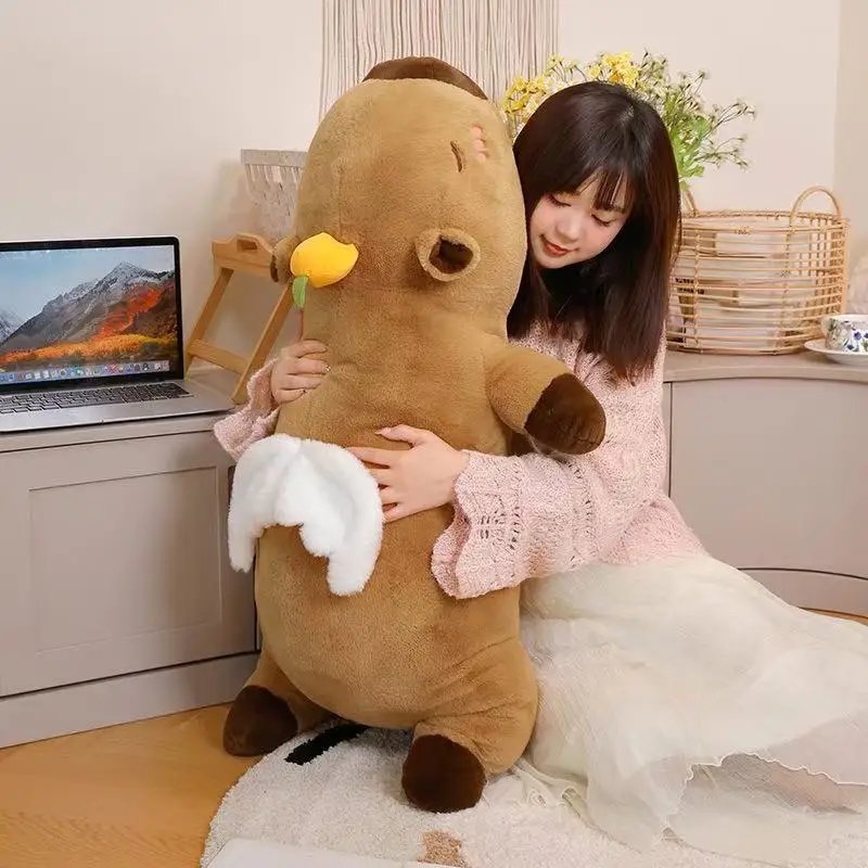60cm 대형 귀여운 창의적인 카피바라 봉제 인형 부드러운 동물 인형 아기 수면용 포옹 베개 소파 쿠션 어린이 선물