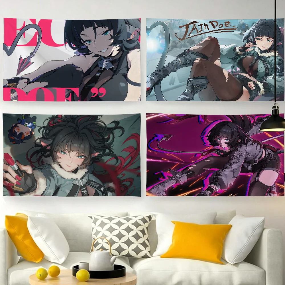 Game Zenless Zone Zero Jane Doe Flagge für Gartenparty, Wohnzimmer, Zuhause, Wanddekoration, Banner, Schlafzimmer, Outdoor-Wandteppich