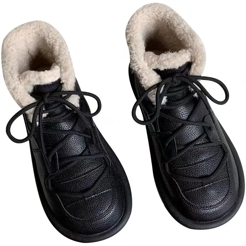 Careaymade-Winter Warm Fashionable Snow Boots with Strap Up Cotton Women,Low Heel Soft Bottom Literary Forest College shoes