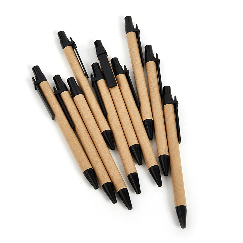 

10 Pcs Kraft Paper Tube Environmental Protection Ballpoint Pen Regeneration Paper