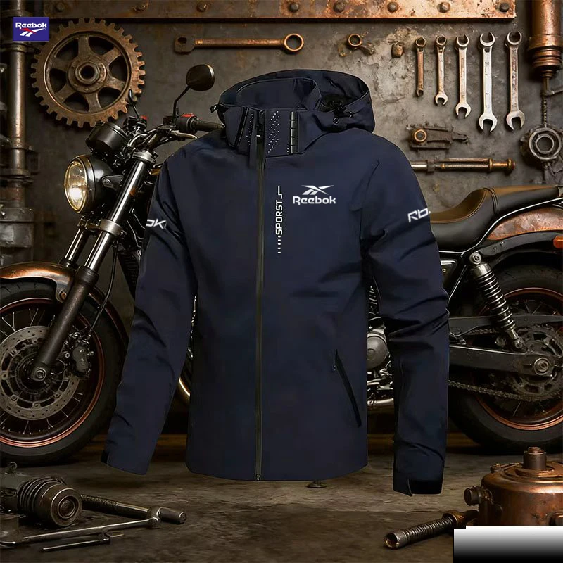 Reebok logo, new off-road motorcycle style, waterproof jacket, men's outdoor sport hooded detachable zipper coat, suitable for a - view 5