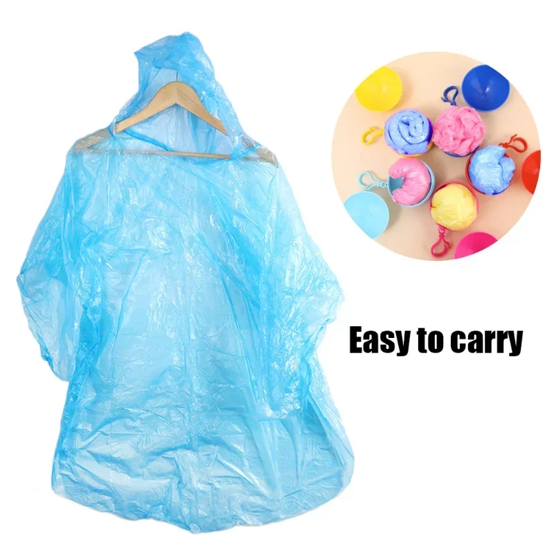 Portable Disposable Raincoat Ball Waterproof Keychain Compression Pocket Balls Outdoor Emergency Ponchos Balls Travel Rain Cover