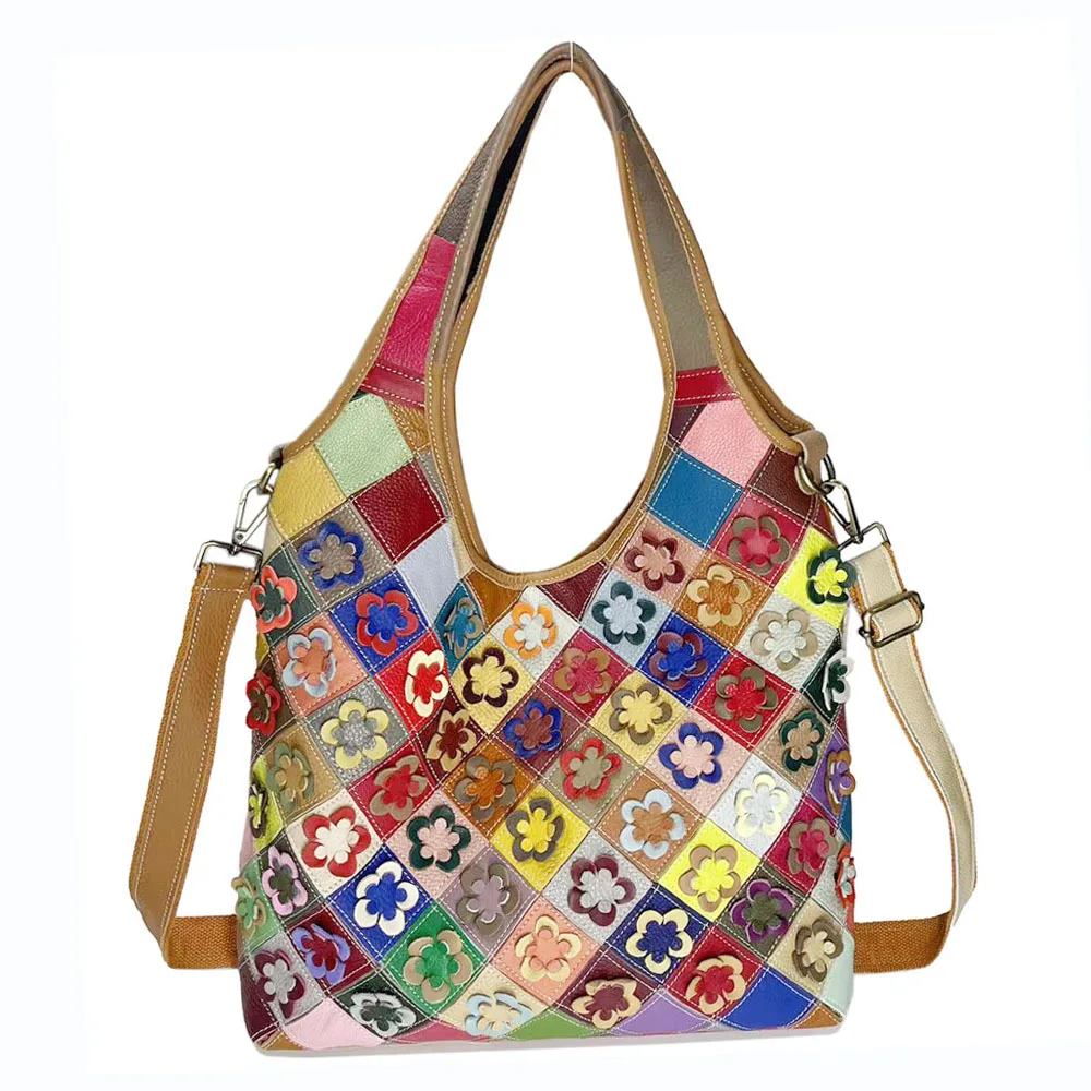

Women's Bag Color Splicing Shoulder Bag Crossbody Bag Handmade Flower Color Matching Bags