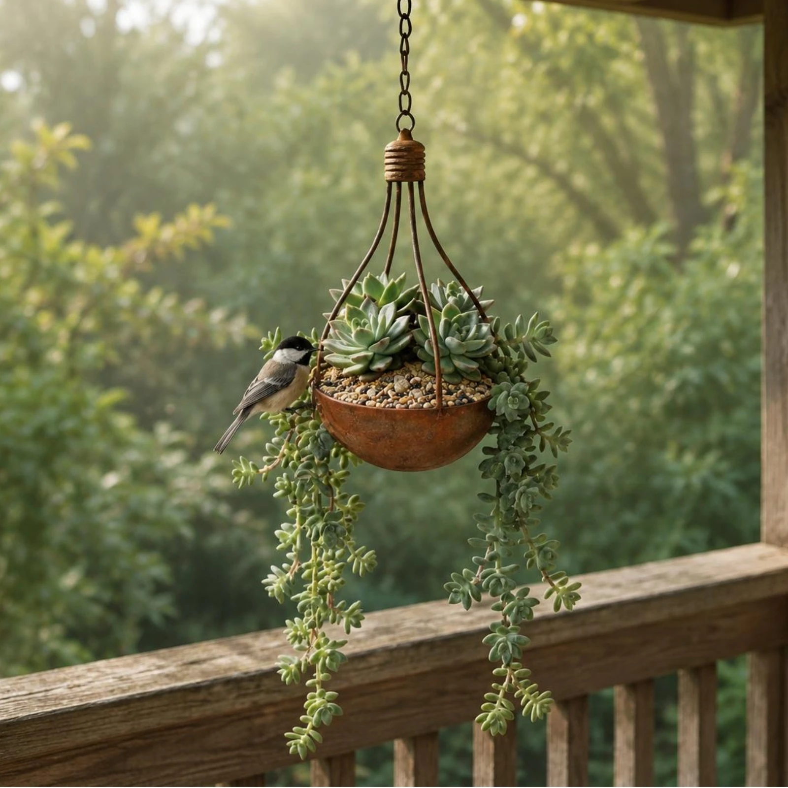 Light Bulb Planter Hook Top Metal Hanging Planter Ceiling Plant Hanger Brown Decor Piece Space-Saving