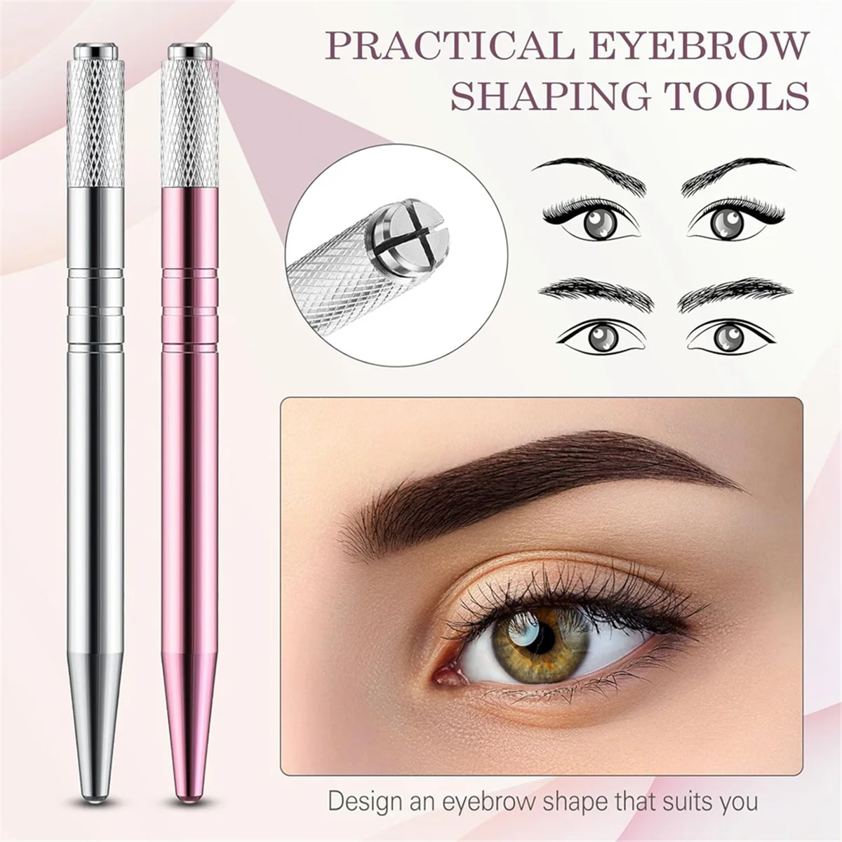 50 Count Microblading Pens Manual Eyebrow Pencils Microblading Supplies Aluminum Microblading Hand Tools for Cosmetics A