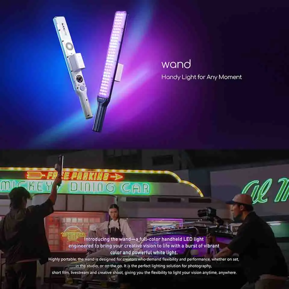Nanlite Wand RGB 2700-7500K Full Color Tube Light Stick Build-in 14 Lighting Effects for Content Creators & Vloggers