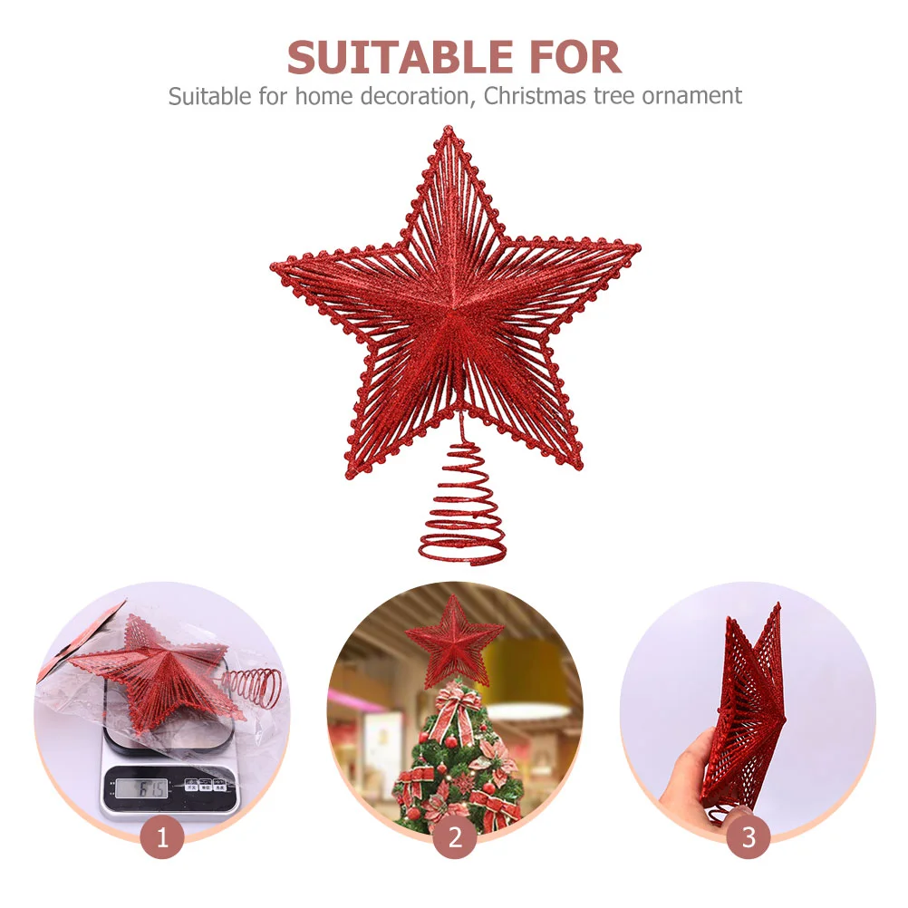 Christmas Ribbon Treetop Star Xmas Decorations Topper Gift Iron Wire Ornaments Metal Man