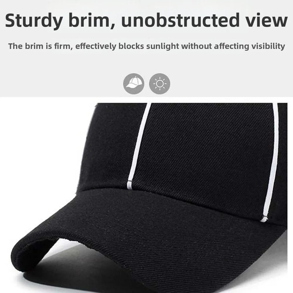 Adjustable Professional Referee Baseball Cap Casquette Black / White Sports Hat with Contrast Trim Sunscreen Polyester