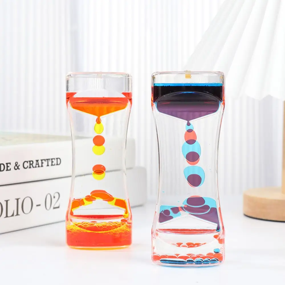 Double Color Oil Leak Hourglass Toys  Liquid Timer Dynamic Oil Drop Beautiful Waist Crafts Ornaments Home Decoration Gifts