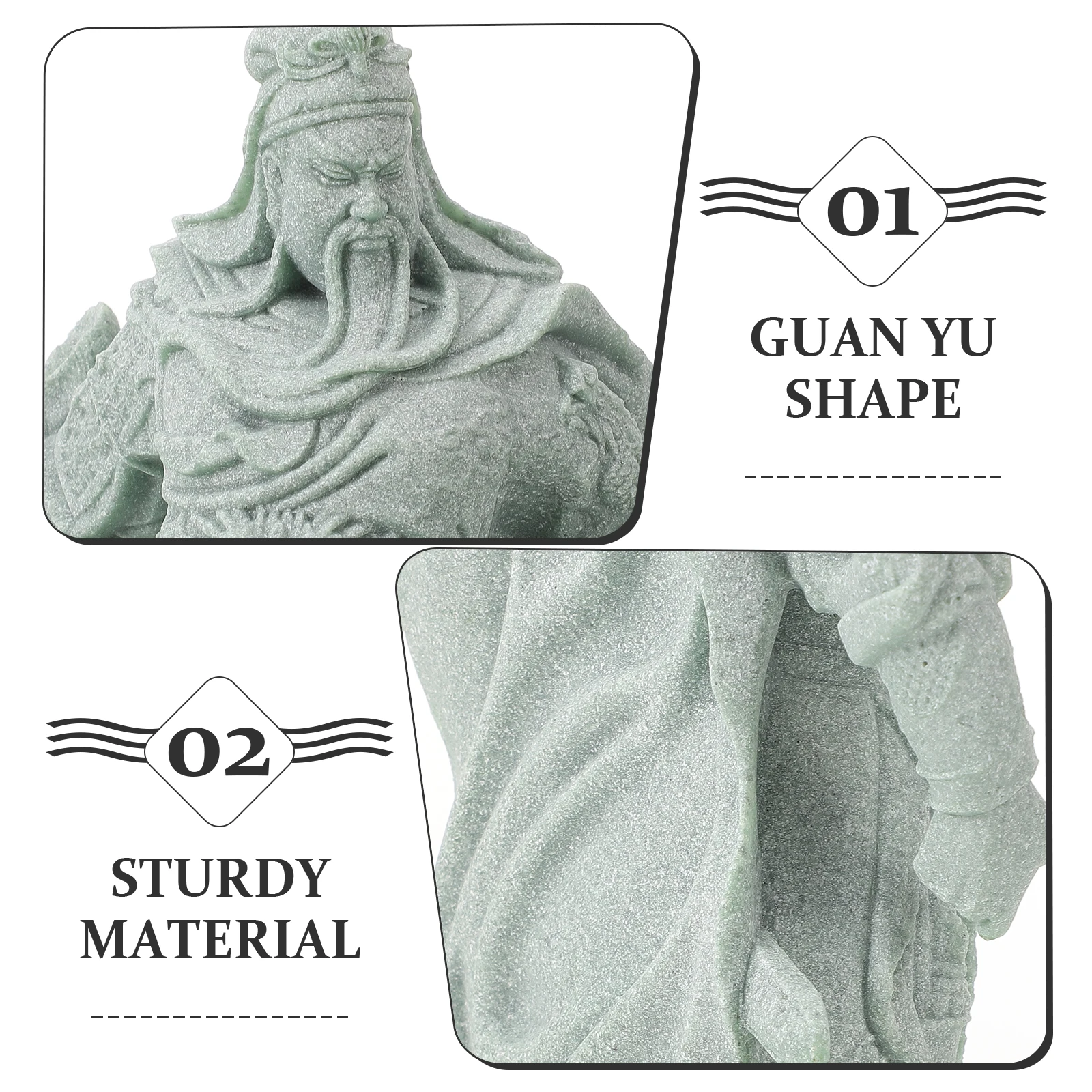 

Stone Guan Sculpture Vintage Style Desktop Decor for Home Office Indoor Tabletop Adornment Craft Statue Fine Workmanship