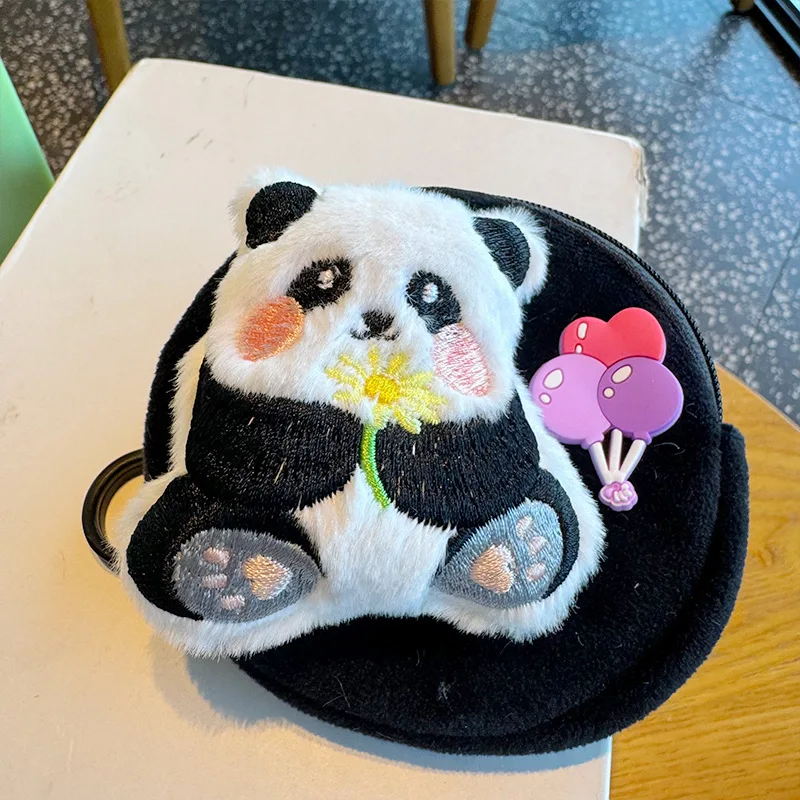 Cute Cartoon Panda Coin Purse Toy Children Creative Plush Doll Hanging Accessories Coins Earphone Storage Bag Key Card Small Bag