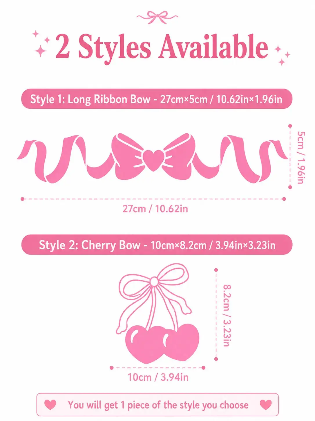 Cute Pink Coquette Bow Car Window Decal, Waterproof Removable Ribbon Sticker For Car Laptop Luggage Wall