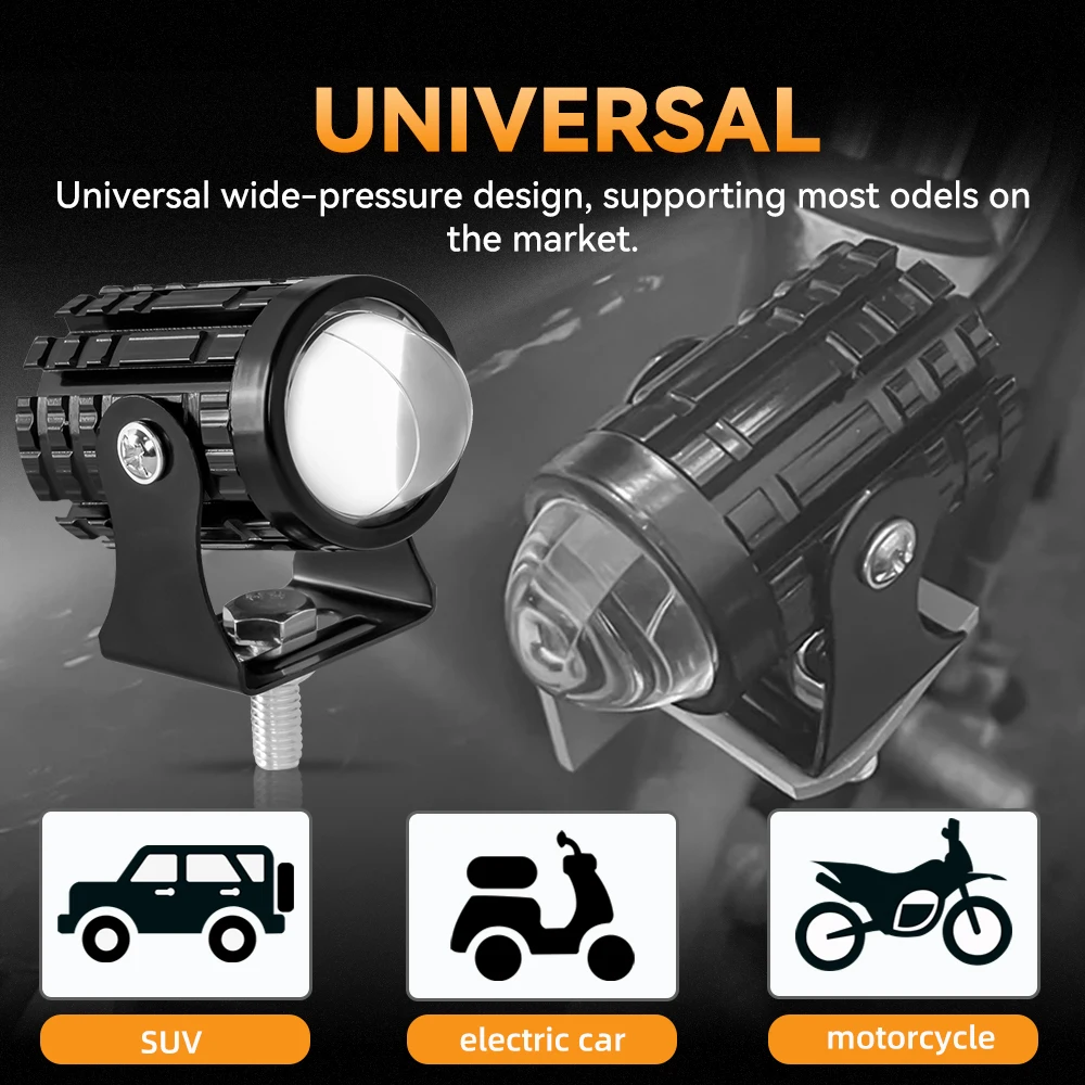 Motorcycle LED Headlights Auxiliary Spotlights Mini Projector Fog Light Front Driving Lamp Universal Dual Color Moto Accessories