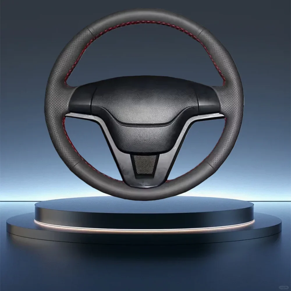Auto-Lenkradbezug für Honda CR-V 2007–2011, Auto-Innenzubehör, handgenähtes, schwarzes, perforiertes Mikrofaser-Leder