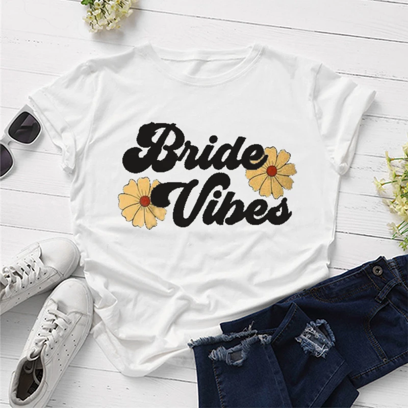 Bride Vibes T-shirt  Hippie Groovy Bride Shirt  Vintage Inspired  woman goth  y2k tops  harajuku  women sexy tops