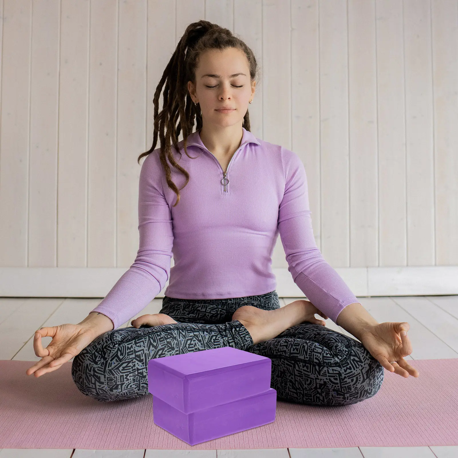 3Pcs Compact Yoga Accessories Set Foam Yoga Blocks and Elastic Resistance Strap for Flexibility Improvement Stability