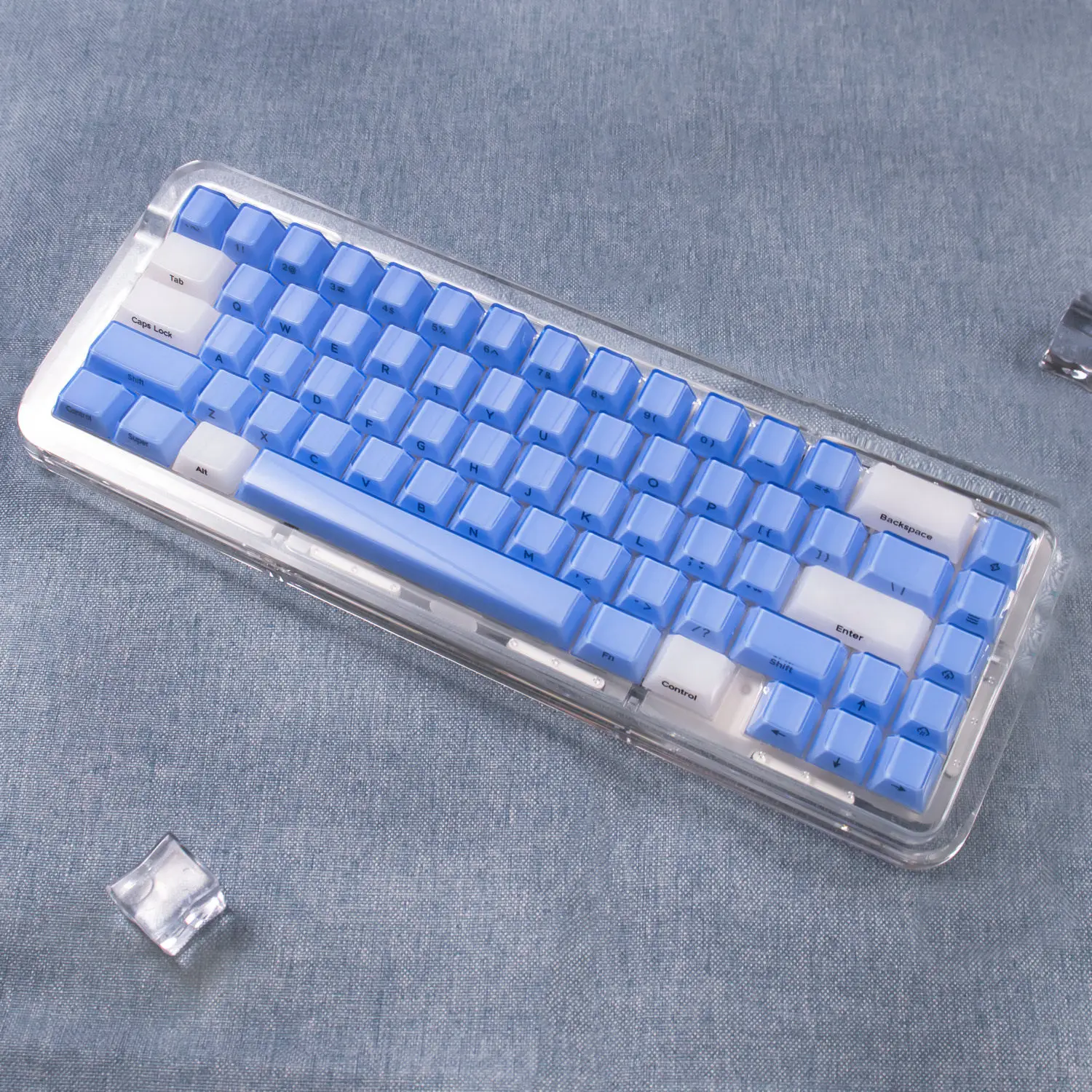

White/purple/blue/gray crystal jelly side print semi-transparent keycap PC love butterfly original magnetic axis mechanical