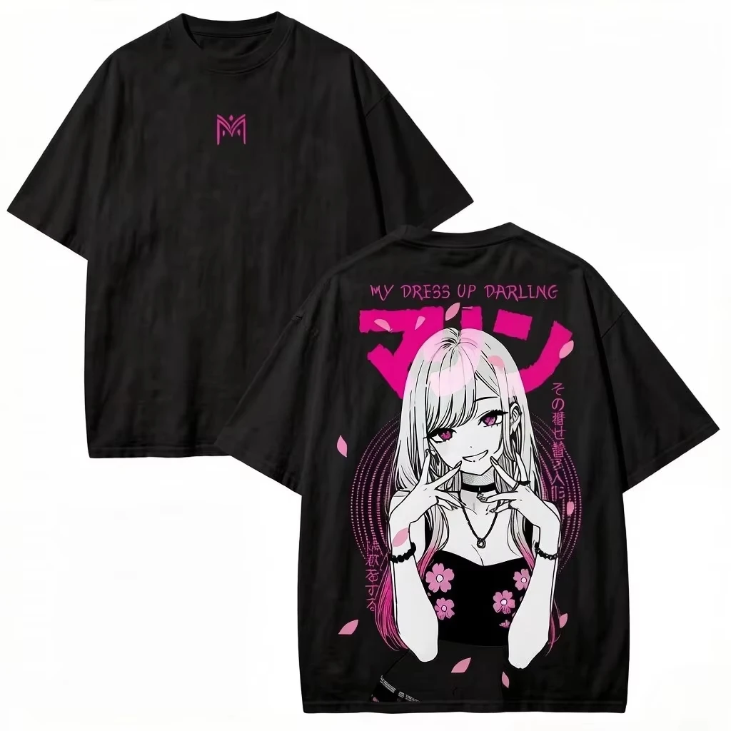 My Dress‑Up Darling Marin Kitagawa Cute Anime Graphic T‑shirt Unisex Washed Cotton Short Sleeve Otaku Casual Streetwear Tops