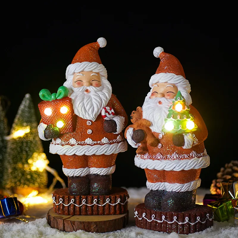 

‌Glowing Christmas Decorations Set‌ - Cute Gingerbread Santa & Reindeer Snowman LED Figurines, Festive Holiday Gift