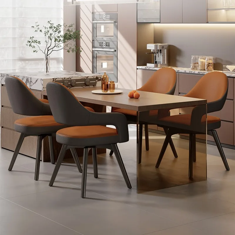 Modern Hollow Backrest Silent Rotatable Stable Stainless Steel Dining Chair