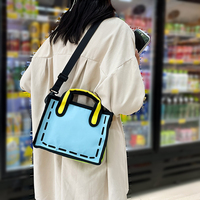 Women Shoulder Bag 2D Bags Casual Comic Handbag Novelty Summer Contrast Colors Fashion Adjustable Straps 3D Drawing Tote