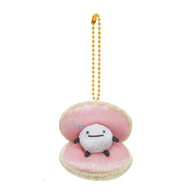 Jinbei San Pearl Mussel Plush Keychain Ball Key Chain Keyring Mascot Cute Kawaii Bag Keychains Small Gift