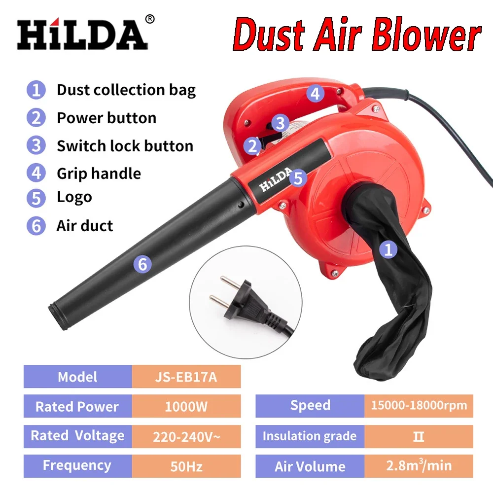 Electric Air Blower 1000W Air Duster 18000RPM Computer Cleaner Multifunctional Adjustable Speed For Industrial Home Car Keyboard