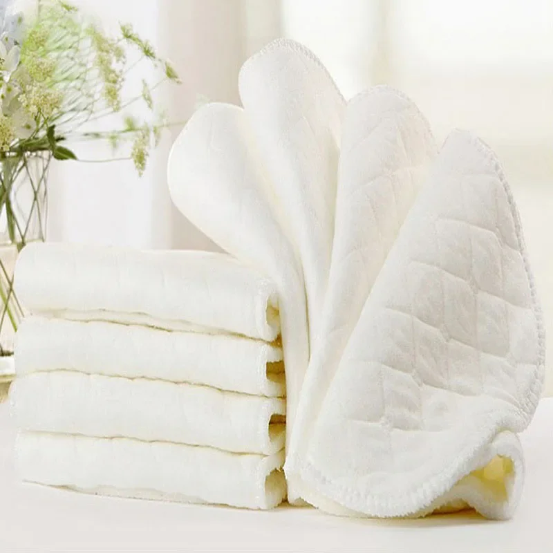 

10pcs/Lot White Three Layers of Ecological Cotton Baby Diaper Paper Can Be Used Repeatedly Strong Water Absorption