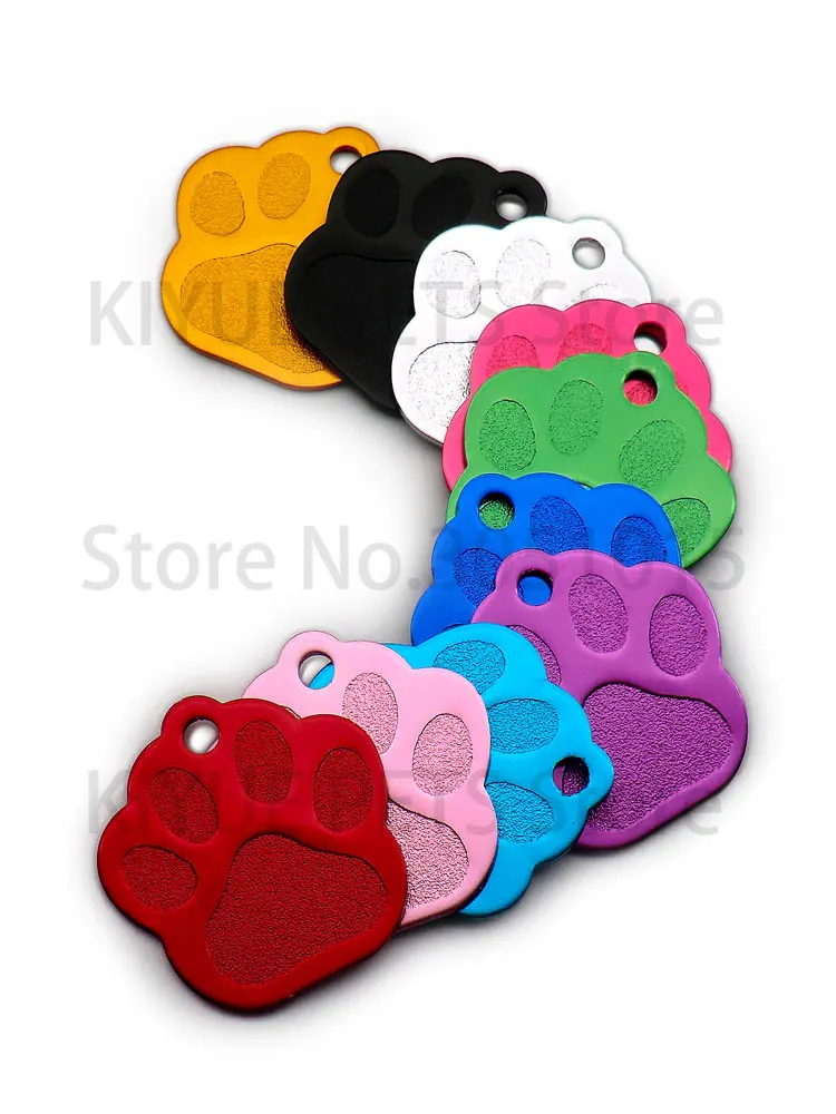 Wholesale 20Pcs PAW Shape 3D Exquisite Personalized Pet Dog ID Tags Custom Engraved Name Phone No. Cat For Dog  Pet Accessories