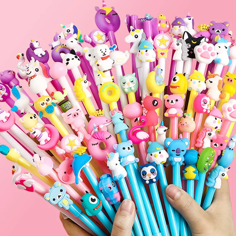 Imagem -03 - Caneta Gel Bonito dos Desenhos Animados com Tinta Preta Canetas Neutras Kawaii Kids School Escrita Papelaria Office Signature Supplies 05 mm 1050 Pcs por Lote