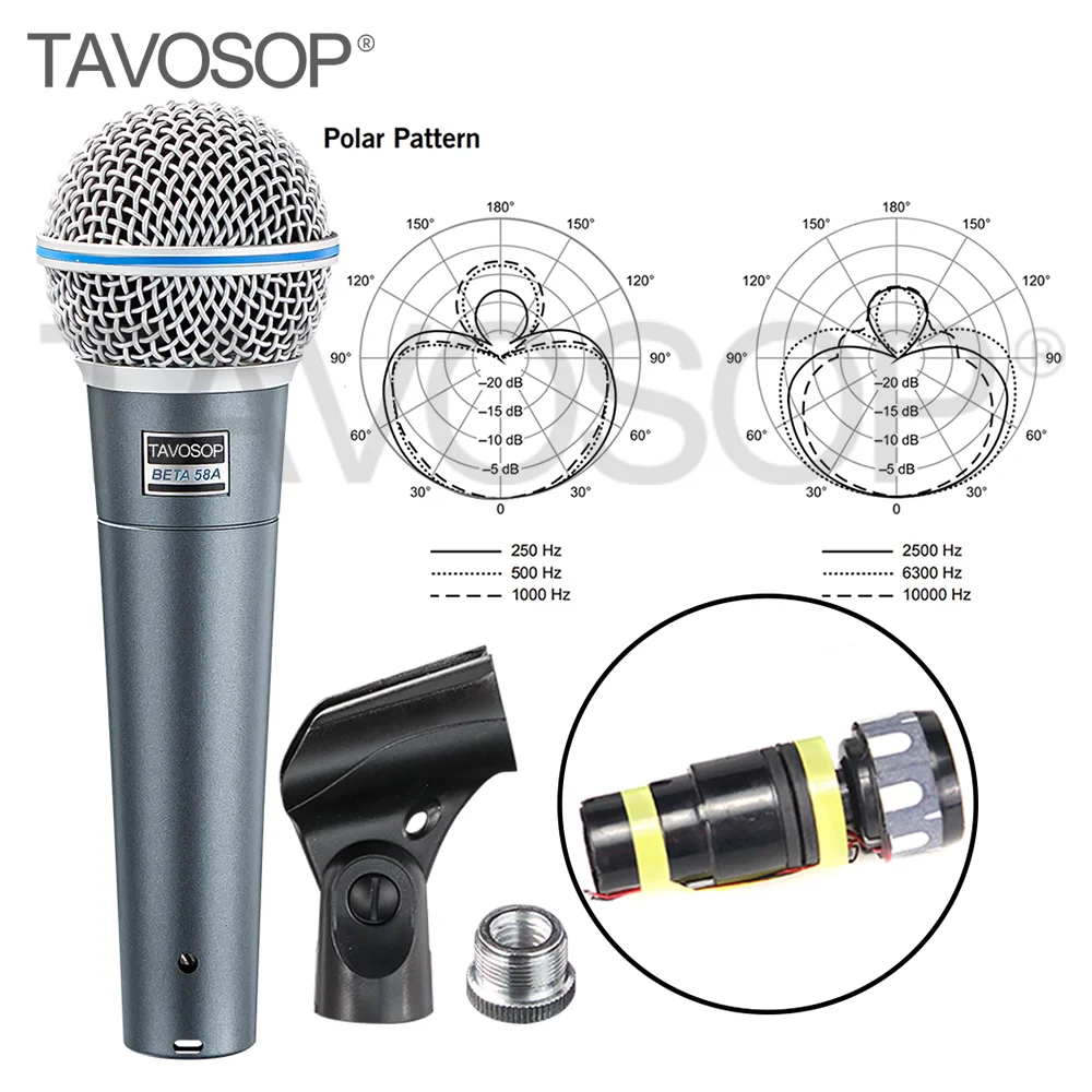 

TAVOSOP BETA58 Dynamic Vocal Microphone Recording Studio Wired Dynamic Cardioid Metal Mic For Singer Karaoke DJ BBOX Vocal Show