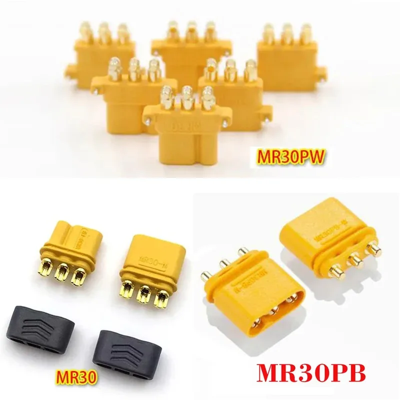 

Amass MR30 MR30PB MR30PW Connector Plug With Sheath Female & Male for RC Lipo Battery RC Multicopter Airplane