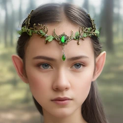 Handmade Forest Woodland Elf Hair Tiara Butterfly Deer Twig Branch Leaves Hair Crowns Fairycore Elvens Hair Jewelry for women