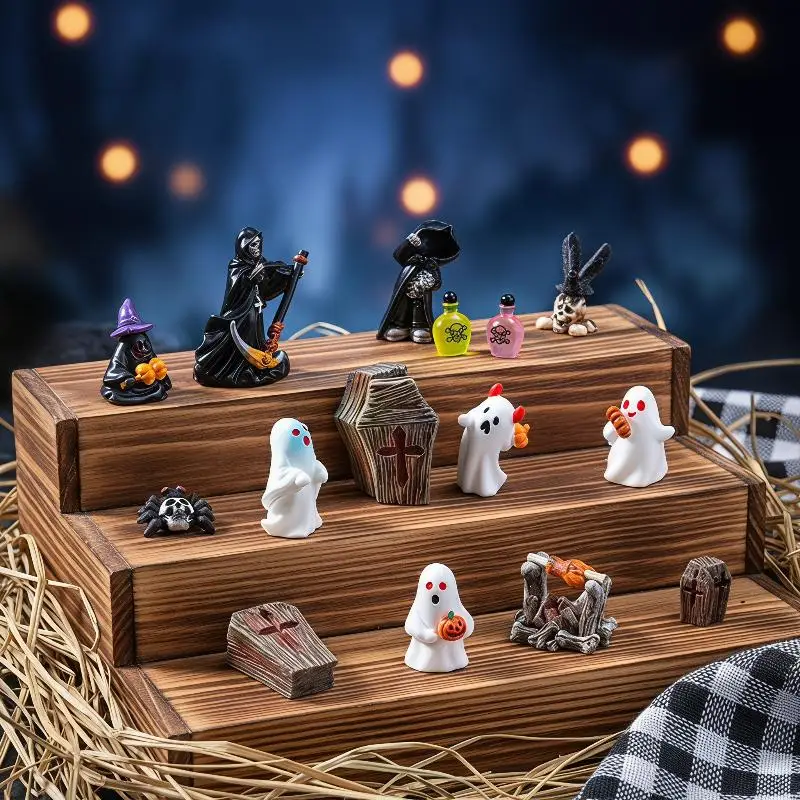 Halloween Miniature FigurineHouse Chair Halloween Mini Resin Cartoon Scary Statue Party Ornaments