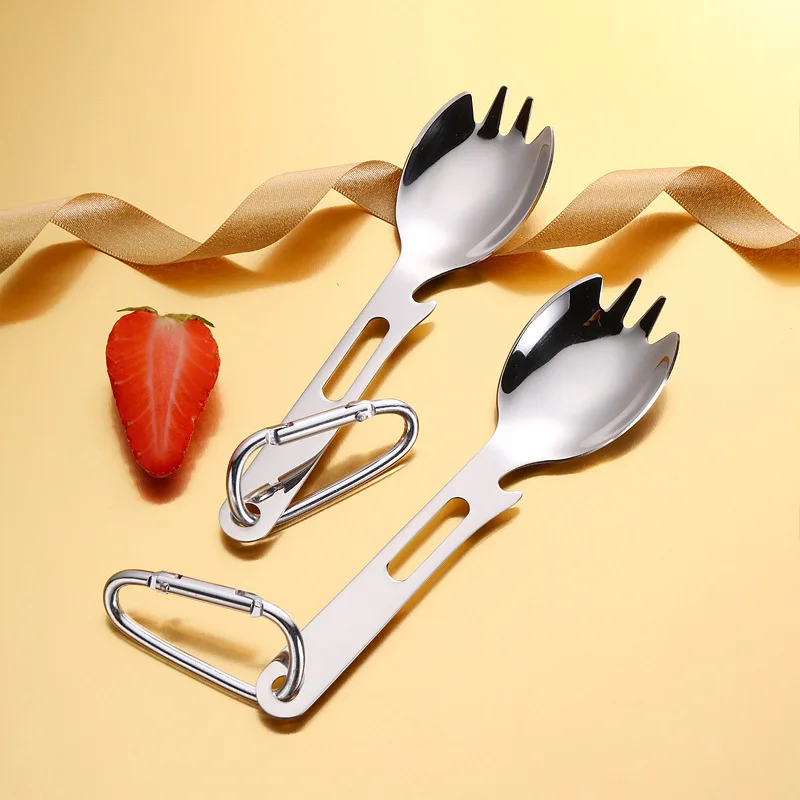 

Multi Functional 304 Stainless Steel Spoon Beer Bottle Opener Fork Spoon Outdoor Picnic Portable