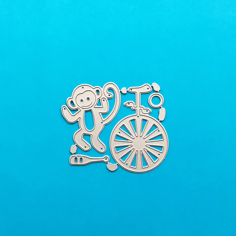 Circus monkey on bike Scrapbooking Cutting Dies Yiwu stock clearance DIY Paper gift Card Making metal craft Album