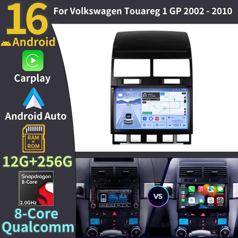 Android Carplay For Volkswagen Touareg I 1 GP 2002 - 2010 Android 16 Auto Radio Stereo GPS Navigation Multimidia Player 2din DVD