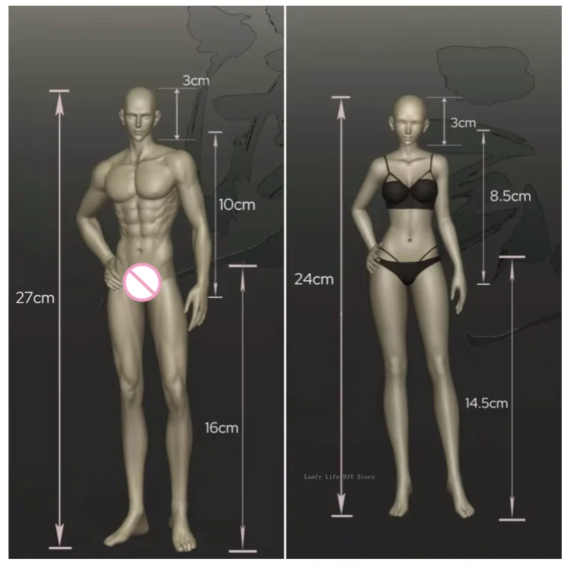 Polymer Clay Nine-head Body Proportional Male/female Body Silicone Mold Fondant/resin Clay DIY Doll Sculpture Modeling Tool