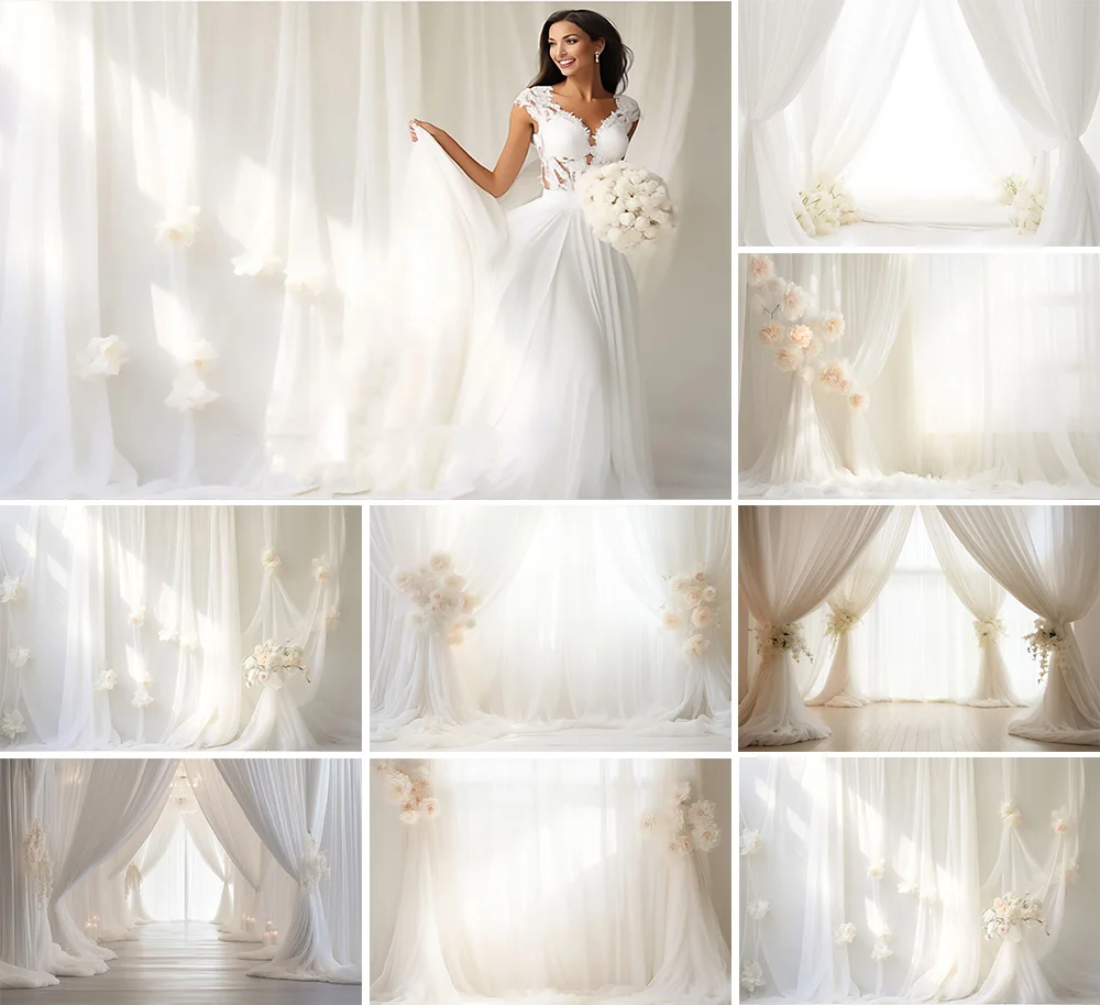 Mehofond Photography Background White Curtain Window Flower Adult Birthday Wedding Maternity Portrait Decor Backdrop Photo Studi