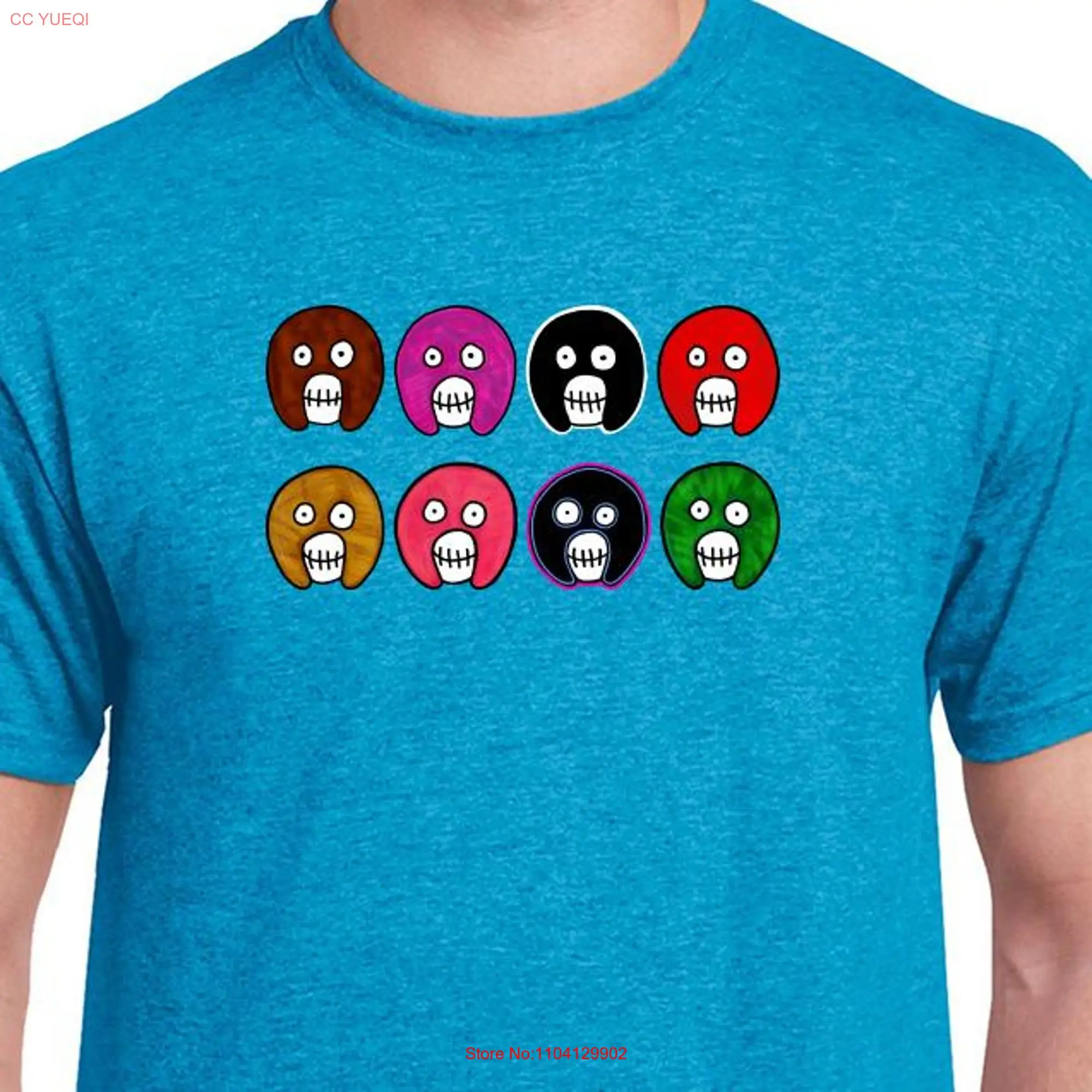 The Mighty Boosh Gorilla Head Logo 100 Cotton T Shirt Sapphire Blue long or short sleeves