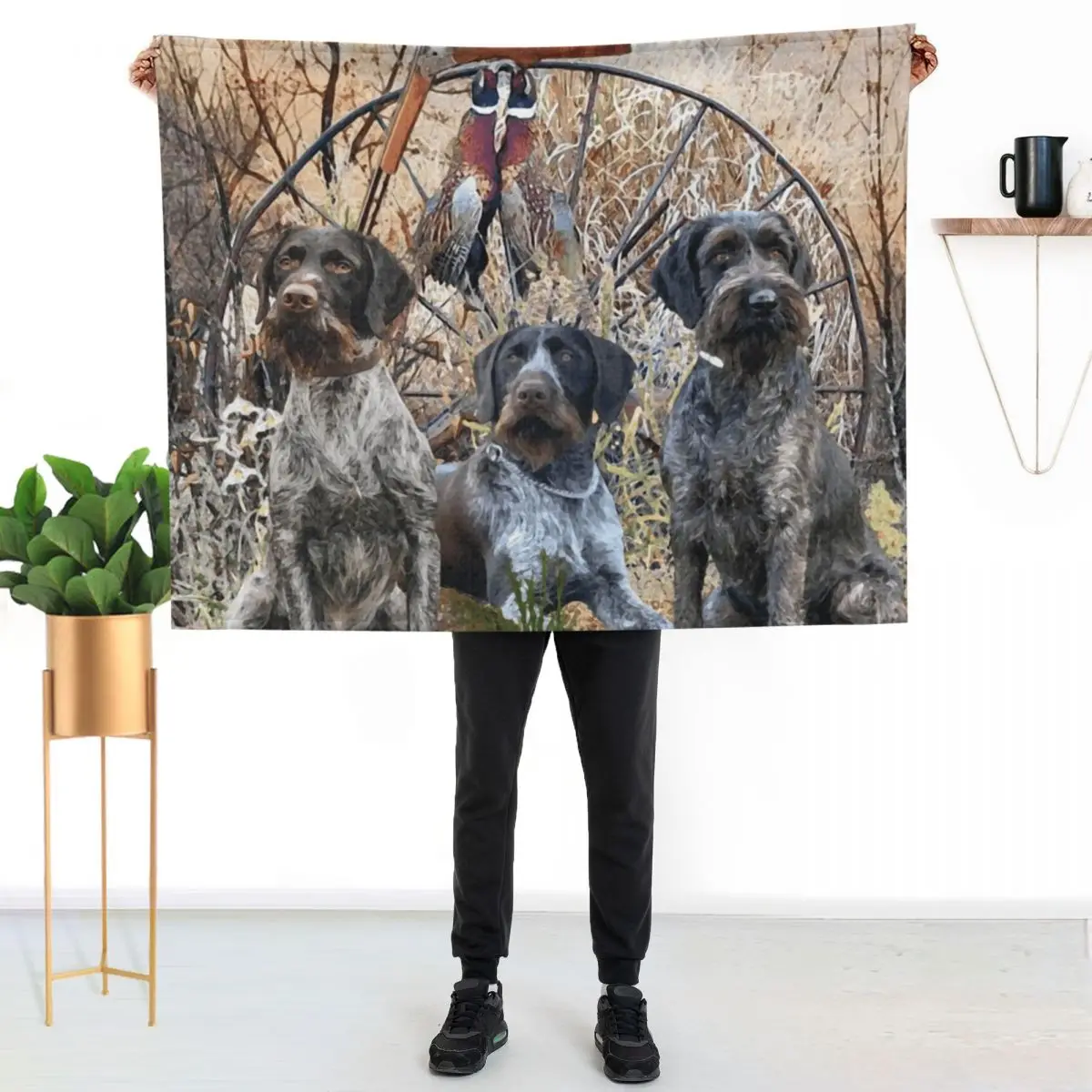 German Wirehaired Pointers with pheasants (GWP) Throw Blanket Tourist Winter beds decorative Warm Cute Plaid Blankets