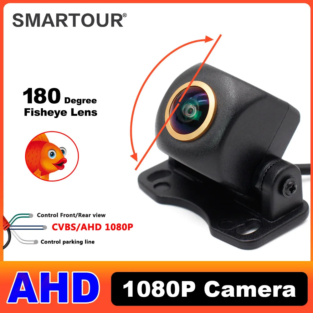 

SMARTOUR 180° AHD 1080P Vehicle Rear View Camera Car Reverse Black Fisheye Lens Night Vision Waterproof Universal