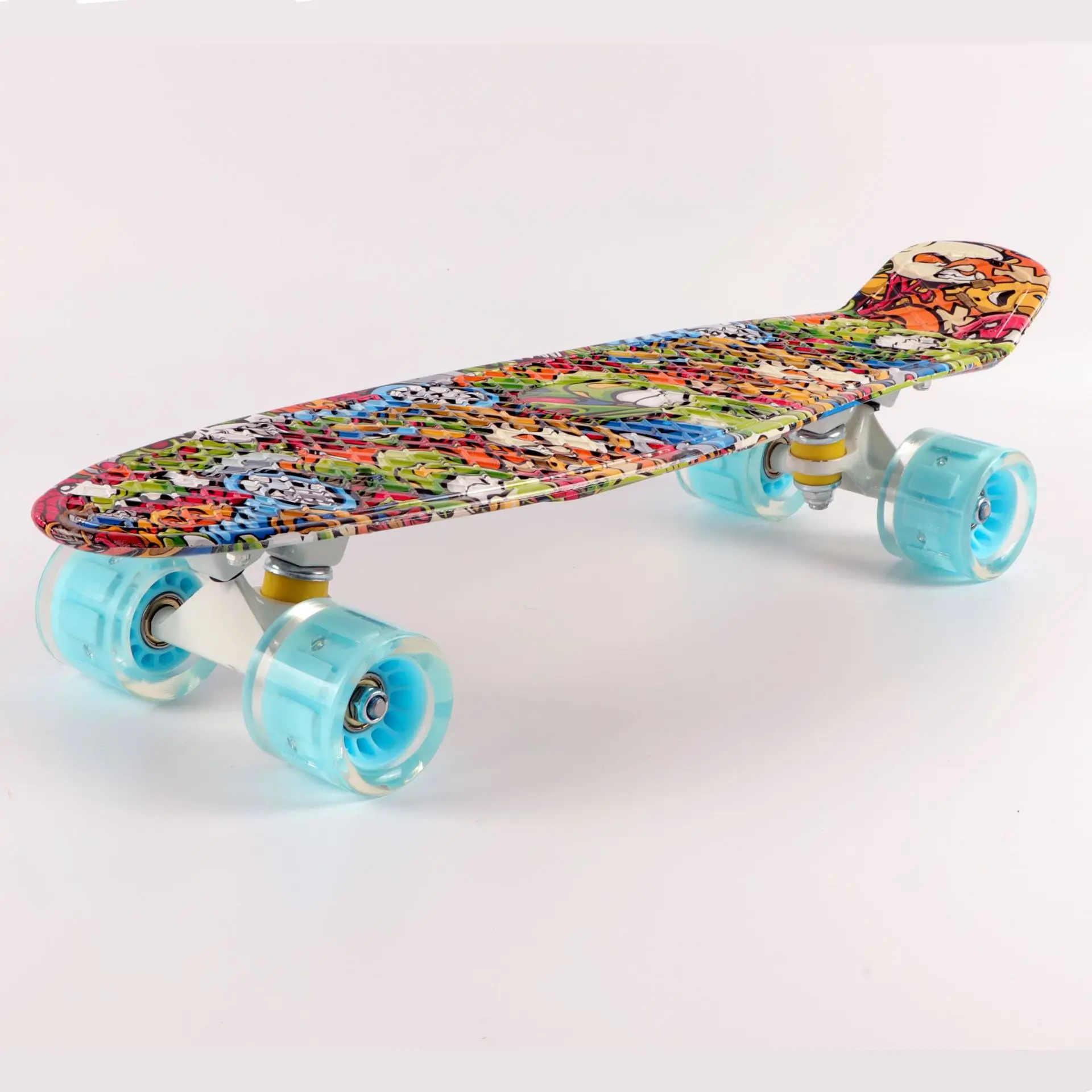 لوح تزلج بأربع عجلات مطبوع عليه نقل المياه، لوح سمك صغير 3-6 عجلة فلاش هزازة واحدة من البولي يوريثان، فرشاة شارع الطريق للأطفال