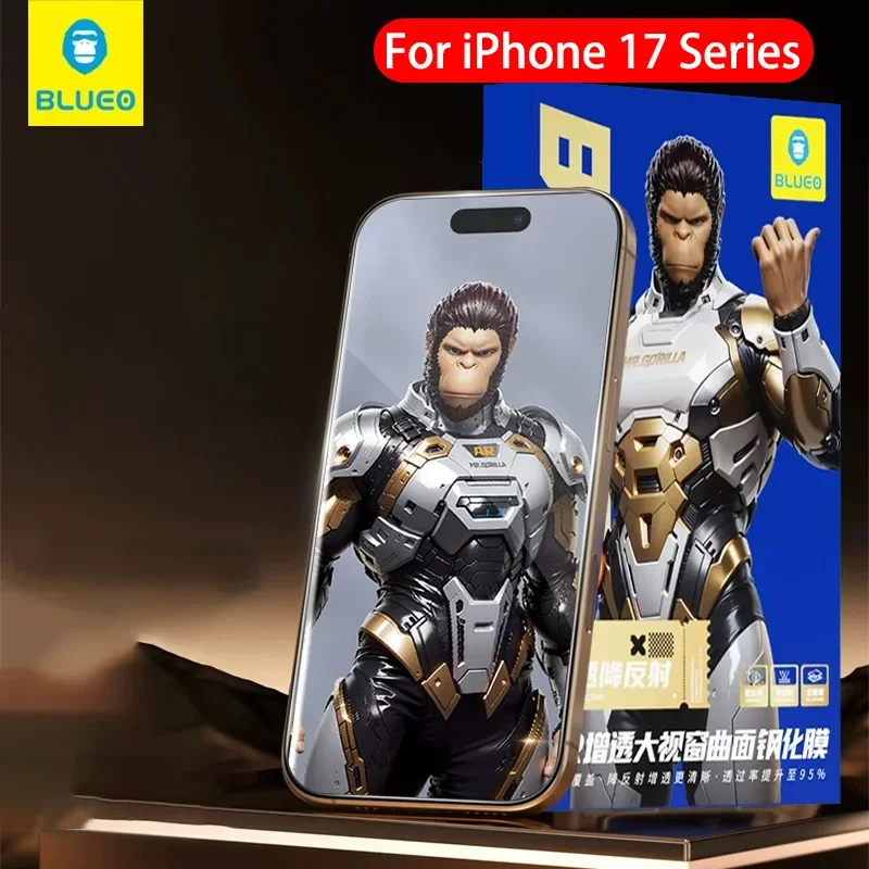 BLUEO AR Tempered Glass for IPhone 17/16 Pro Max Screen Protector 3D Anti-reflection AR HD Tempered Film