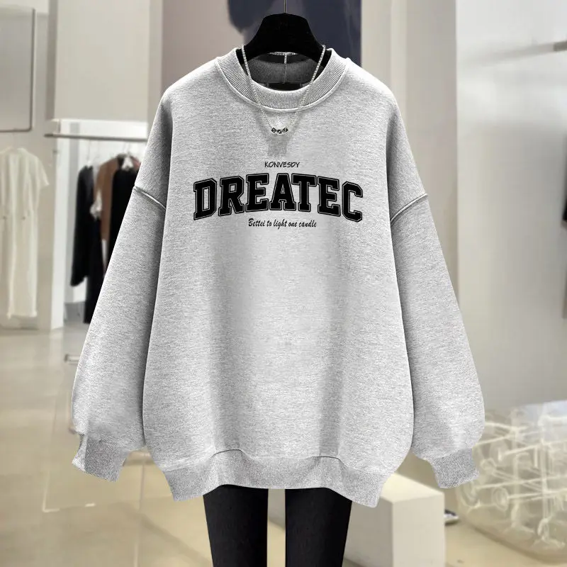 純粋な綿の帽子なしスウェットシャツ、女性用、ゆったりとしたアメリカンハイストリートニッチレター、トレンディなブランド、インスカップルスタイル、多用途トップ